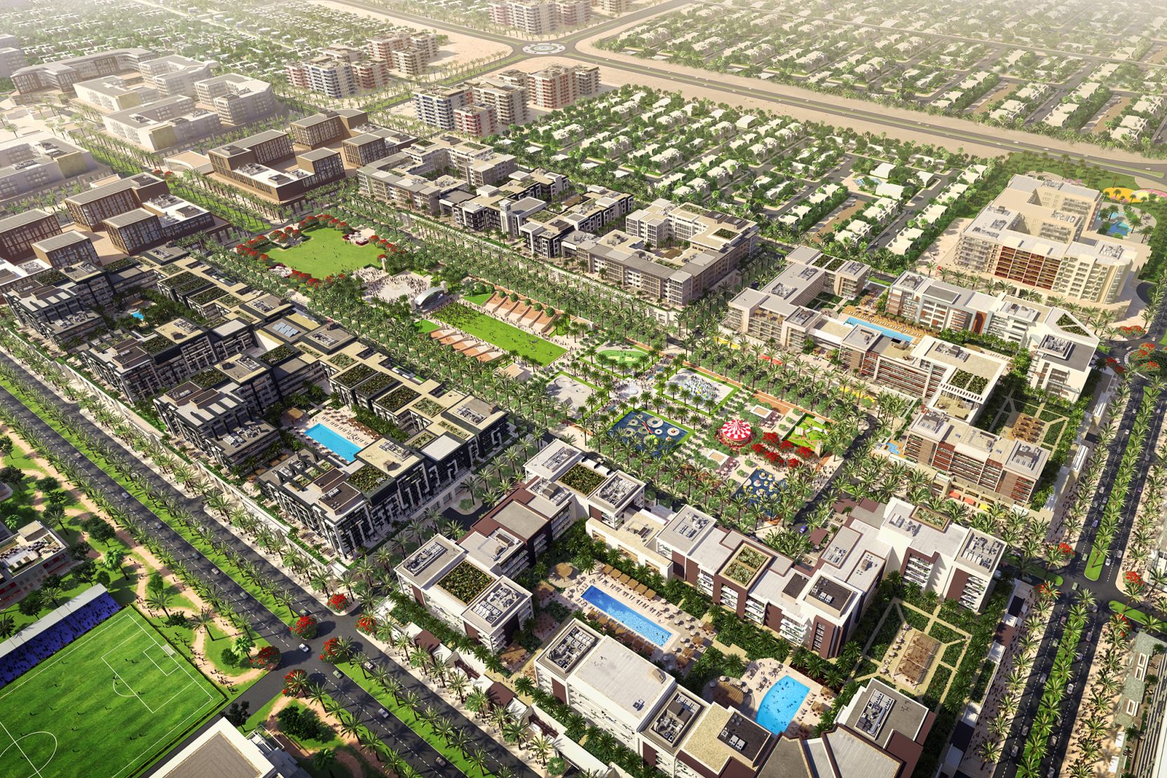 Set along Al Qudra Road (D63) near the junction with Emirates Road (E611), Town Square Dubai places you within the wider Dubailand corridor and close to established addresses such as Arabian Ranches 2, Mira, The Sustainable City, Damac Hills, Motor City and Remraam. Connectivity is straightforward: Al Qudra links to Sheikh Mohammed Bin Zayed Road and Hessa Street for fast access to city and coastal districts, while Mall of the Emirates, Downtown Dubai and Expo City Dubai sit within the primary arterial network. RTA bus services operate in the area for metro linkages, and everyday essentials are nearby—including international schools along Al Qudra and full‑service healthcare at Mediclinic Parkview on Umm Suqeim Street—making Town Square Dubai a practical, well‑connected place to live with room to breathe.